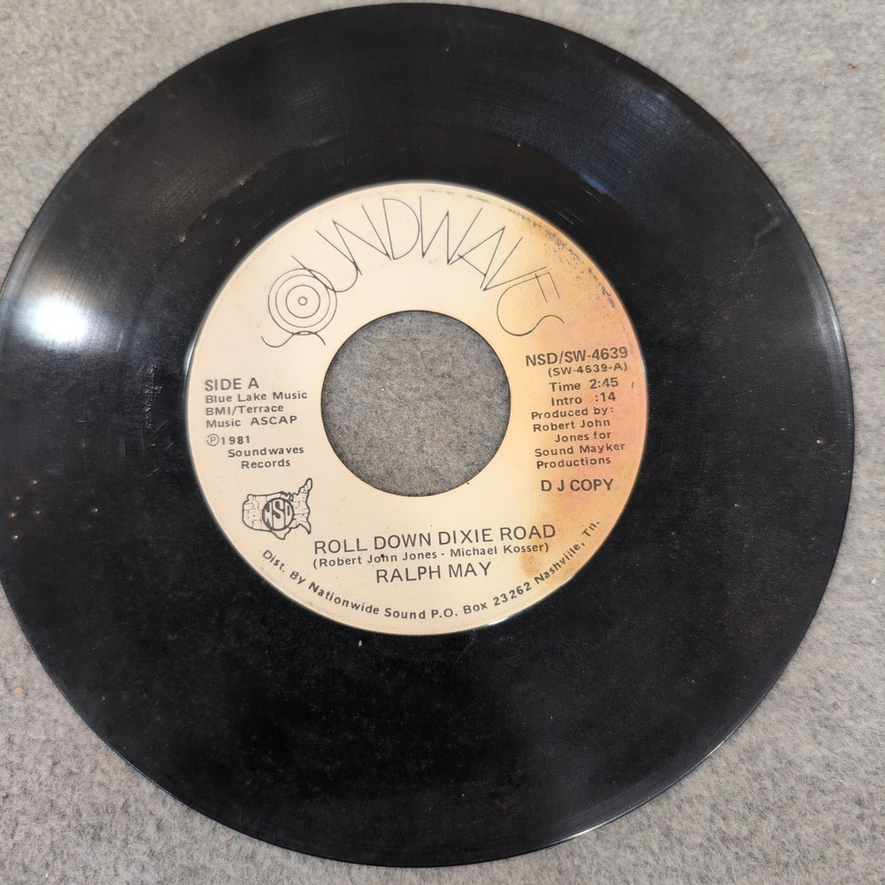 Ralph May Roll Down Dixie Road Soundwaves 45 RPM DJ Copy 7-inch 1981 - Picture 2 of 2